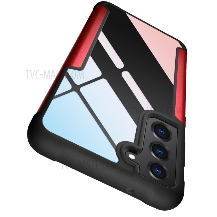 Full Protection Drop Resistant Metal + TPU + Plastic Combo Hybrid Back Cover Case for Samsung Galaxy S21 FE - Red-3