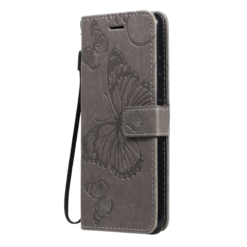 Imprint Butterfly Wallet Leather Phone Case for Samsung Galaxy A32 4G - Grey-2