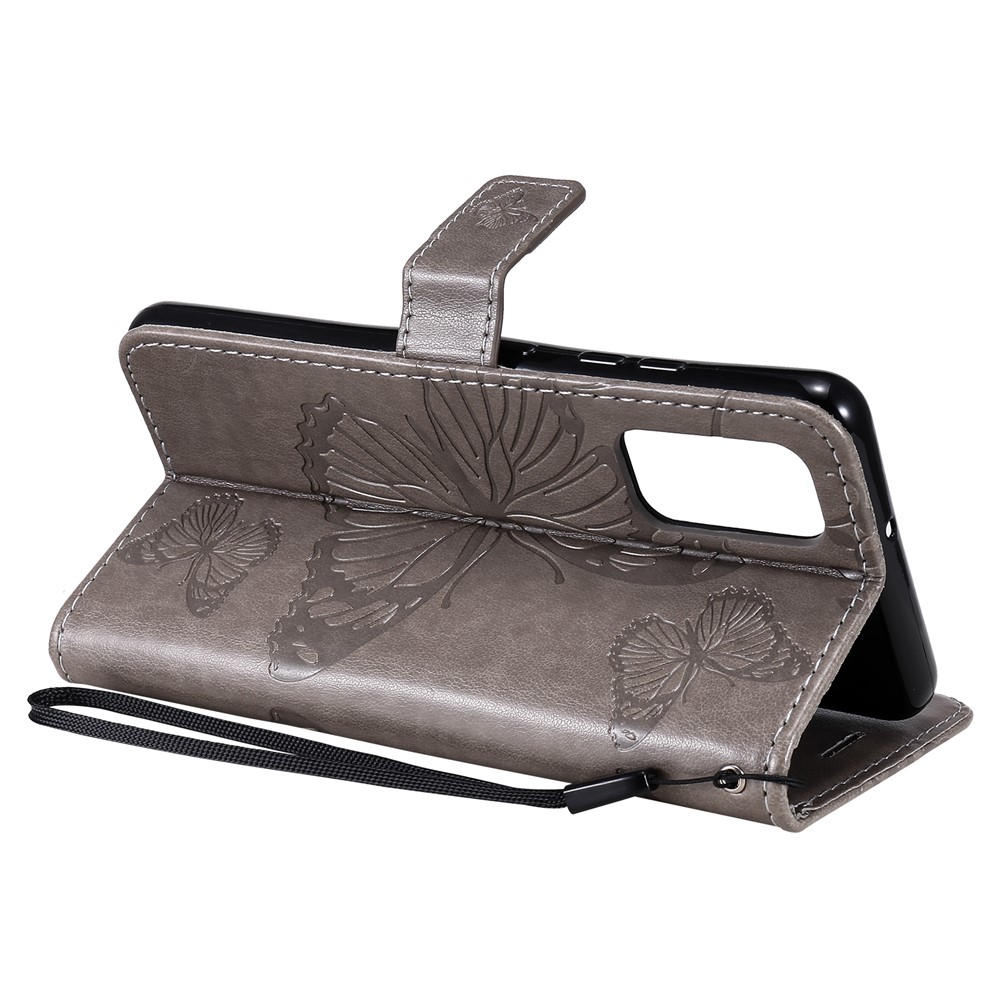 Imprint Butterfly Wallet Leather Phone Case for Samsung Galaxy A32 4G - Grey-5