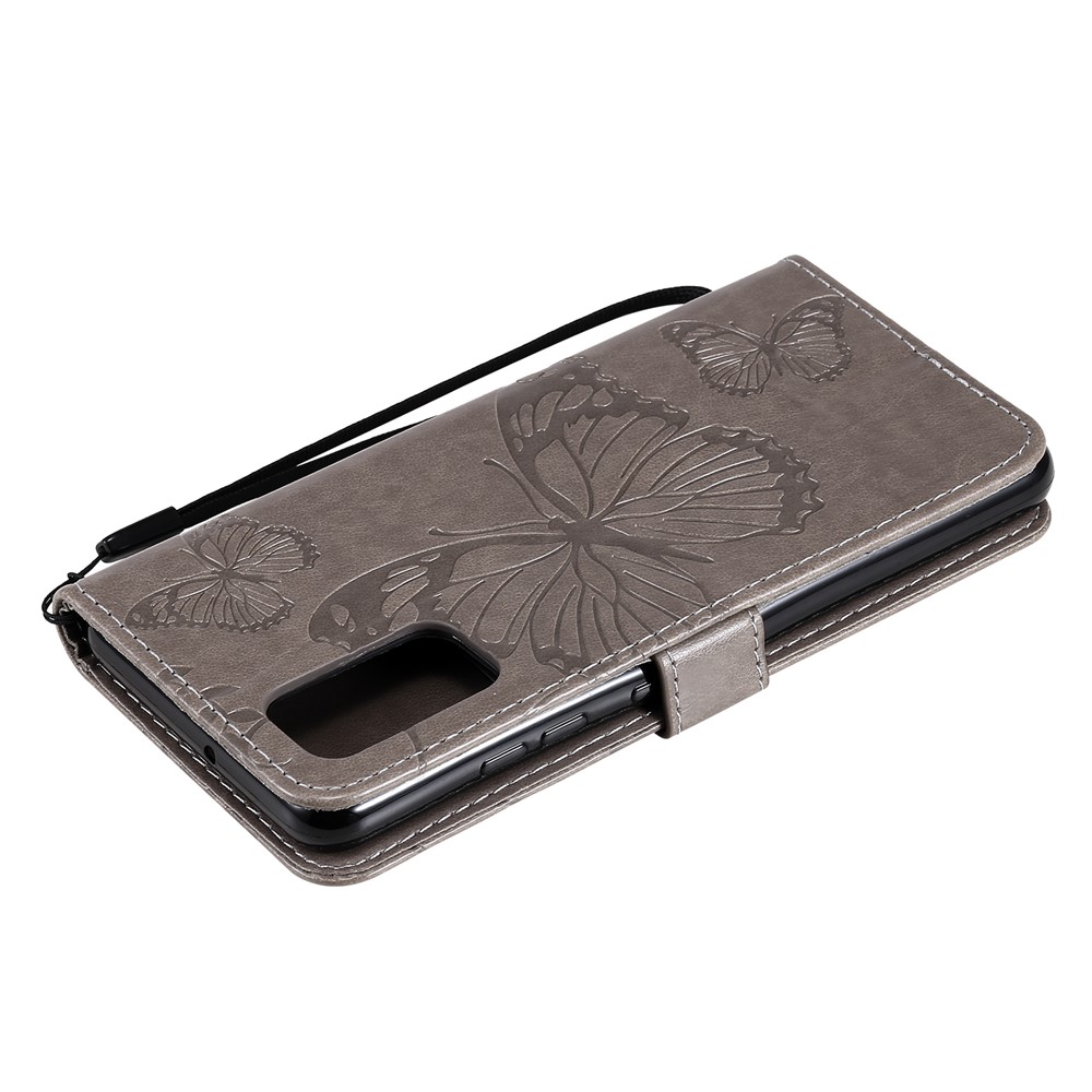 Imprint Butterfly Wallet Leather Phone Case for Samsung Galaxy A32 4G - Grey-9