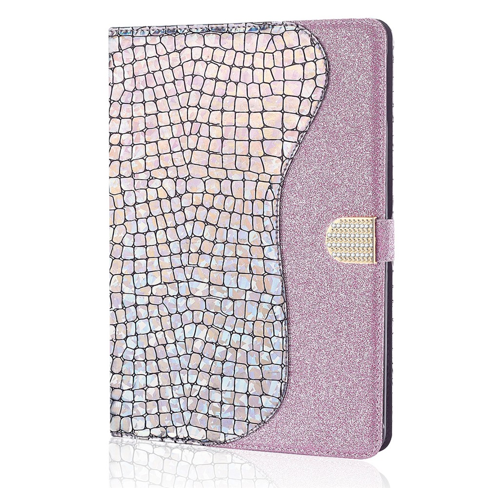 Flash Powder Splicing Laser Crocodile Texture Leather Card Slot Stand Tablet Case for Samsung Galaxy Tab A7 10.4 (2020) T500/T505 - Rose Gold}-7