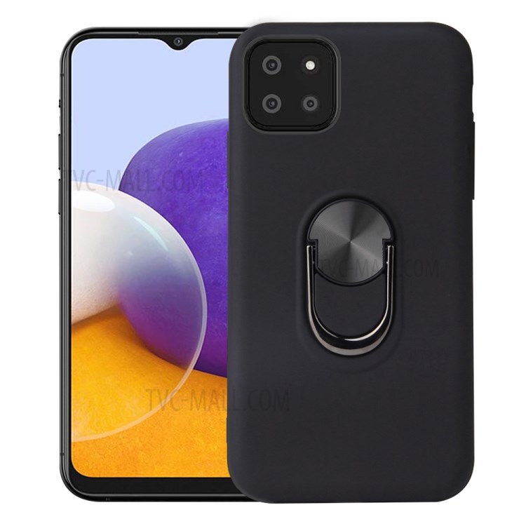 Detachable 2-in-1 PC + TPU Combo Case with Finger Ring Kickstand for Samsung Galaxy A22 5G (EU Version) - Black-1