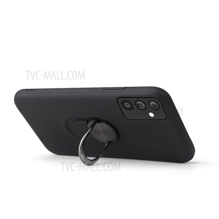 2-in-1 PC + TPU Combo Hybrid Phone Case with Finger Ring Kickstand for Samsung Galaxy A82 5G - Black-2