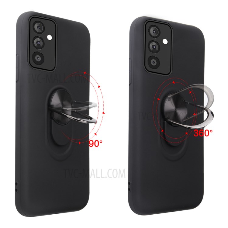 2-in-1 PC + TPU Combo Hybrid Phone Case with Finger Ring Kickstand for Samsung Galaxy A82 5G - Black-3