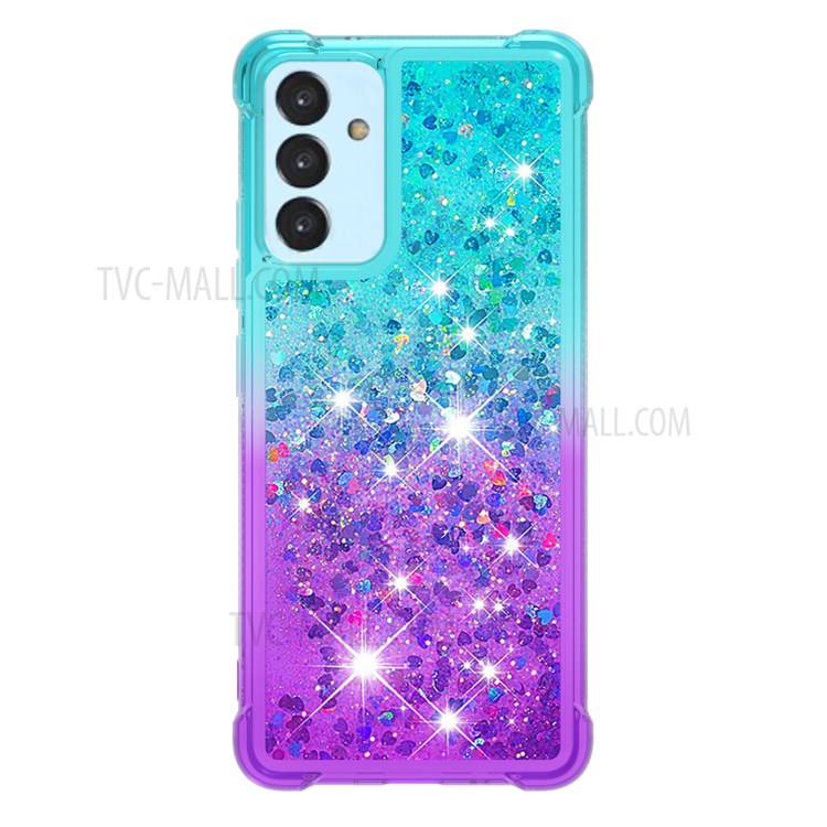 Moving Quicksand Glitter Sequins Shockproof Gradient TPU Phone Cover for Samsung Galaxy A82 5G - Sky Blue/Purple-1