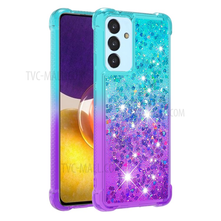 Moving Quicksand Glitter Sequins Shockproof Gradient TPU Phone Cover for Samsung Galaxy A82 5G - Sky Blue/Purple-2
