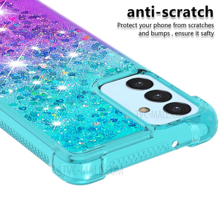 Moving Quicksand Glitter Sequins Shockproof Gradient TPU Phone Cover for Samsung Galaxy A82 5G - Sky Blue/Purple-3