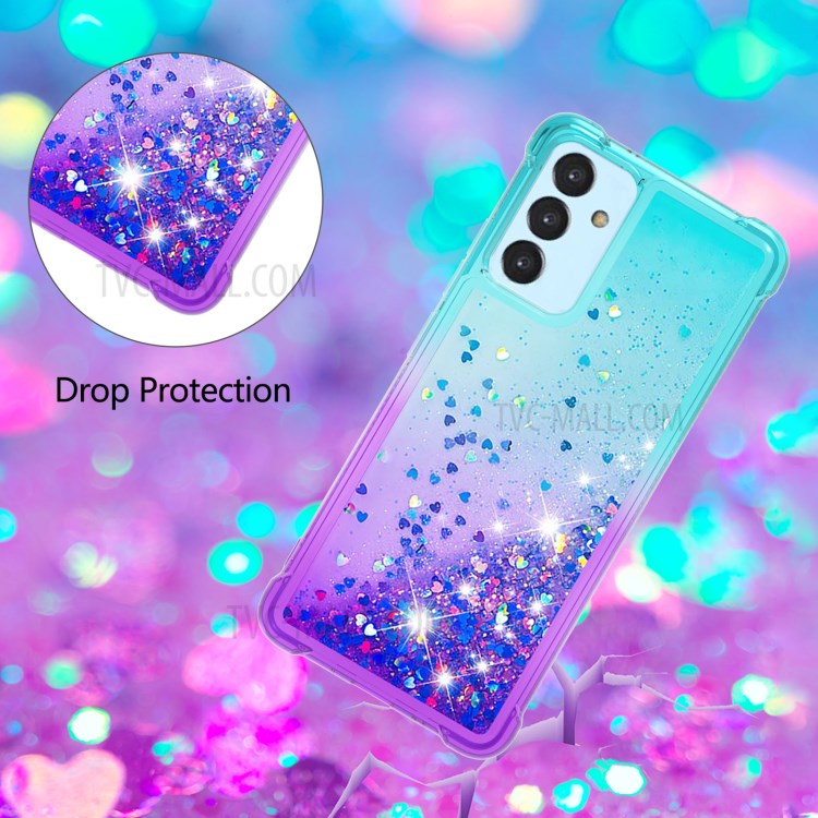 Moving Quicksand Glitter Sequins Shockproof Gradient TPU Phone Cover for Samsung Galaxy A82 5G - Sky Blue/Purple-4