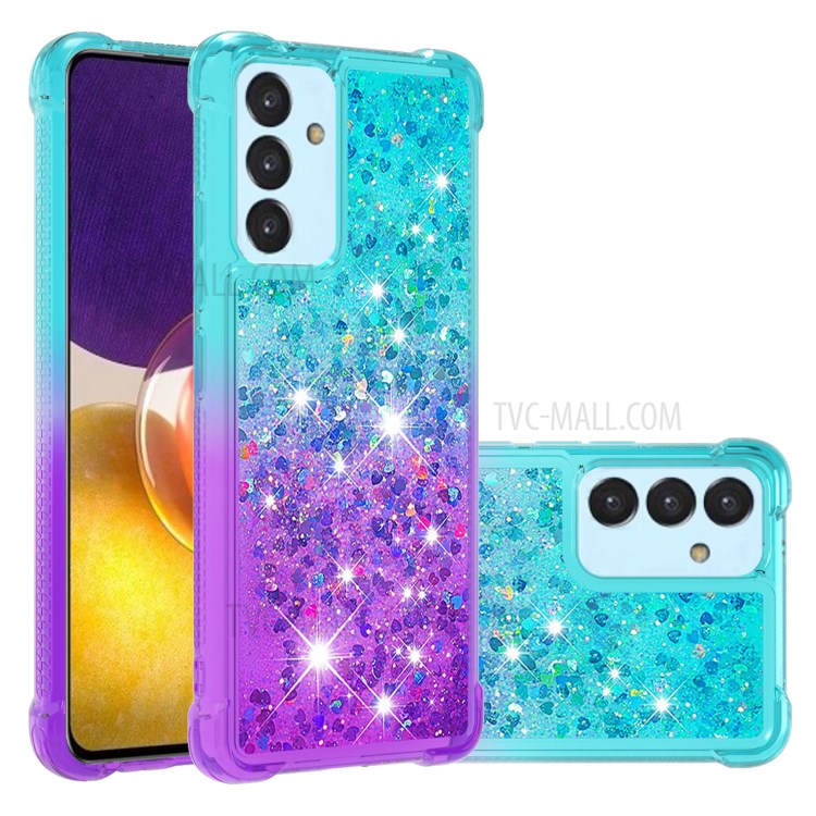 Moving Quicksand Glitter Sequins Shockproof Gradient TPU Phone Cover for Samsung Galaxy A82 5G - Sky Blue/Purple-7