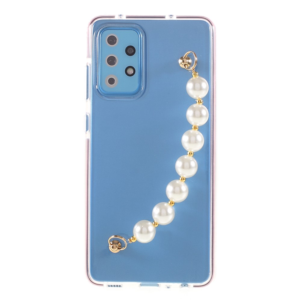 Case de Teléfono TPU Anti-Drop Bicolor Con Correa de Mano de Perla Para Samsung Galaxy A72 4G/5G