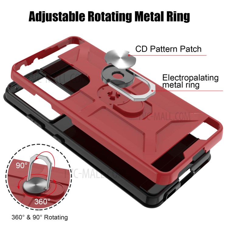 Matte Suface Detachable 2-in-1 Hybrid Phone Case with Finger Ring Kickstand Design for Samsung Galaxy S21 Ultra 5G - Black-5