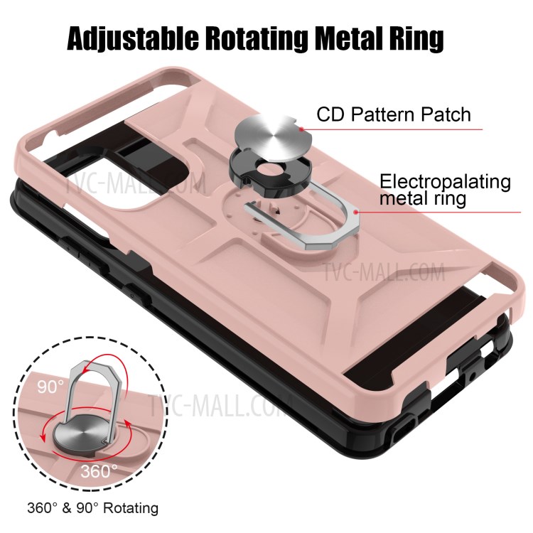 Rubberized 2-in-1 Hybrid Phone Case with Finger Ring Kickstand Design for Samsung Galaxy A52 4G/5G - Black-5