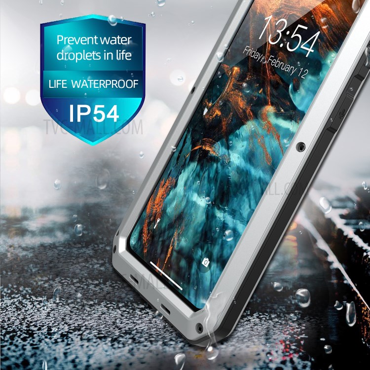 Tank Series Shock Resistant Hybrid Cell Phone Case Cover with Tempered Glass Film for Samsung Galaxy S21 5G - Silver-5