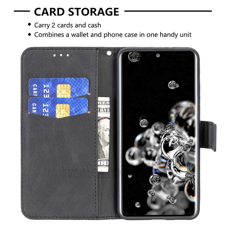 Imprint Butterfly Flower Leather Wallet Shell Cover for Samsung Galaxy S20 Ultra - Black-3