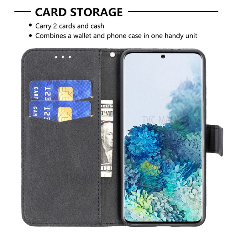 Imprint Butterfly Flower Leather Wallet Shell Case for Samsung Galaxy S20 - Black-3