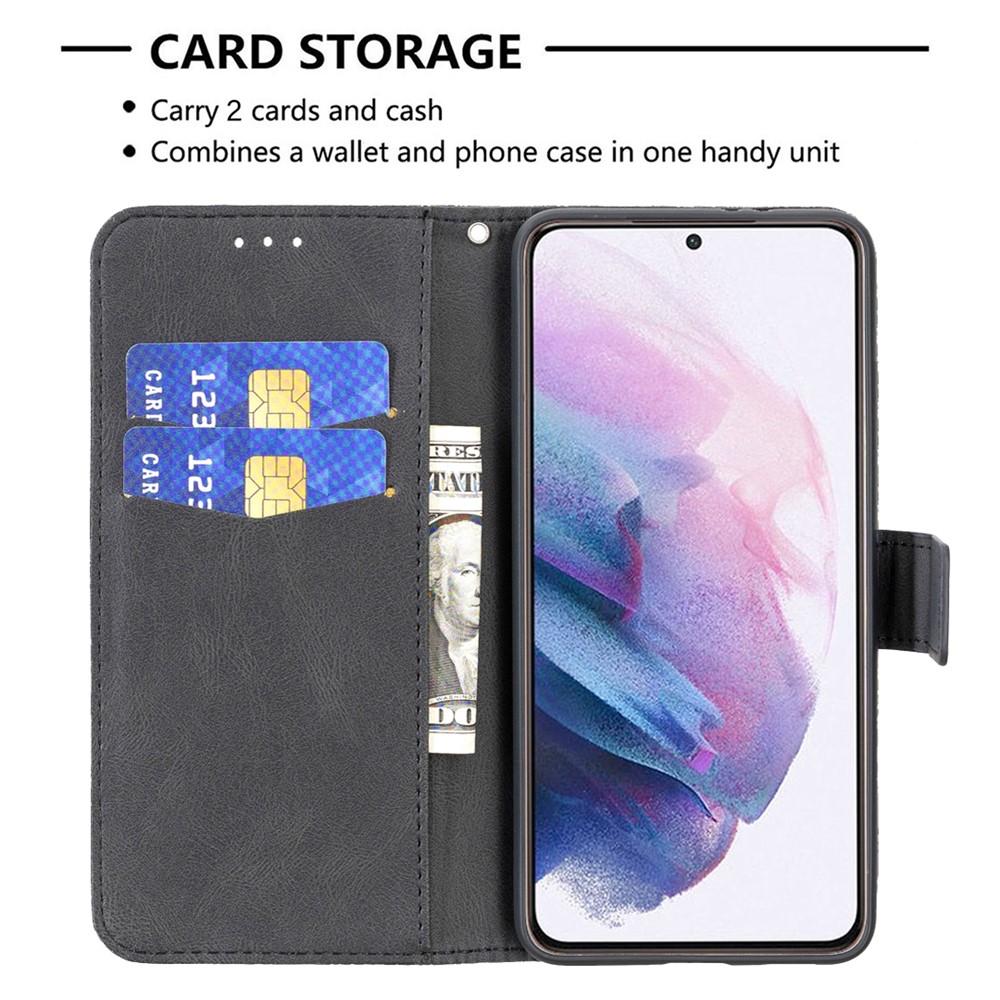 Imprint Butterfly Flower Leather Wallet Case for Samsung Galaxy S21 Plus 5G - Black-3