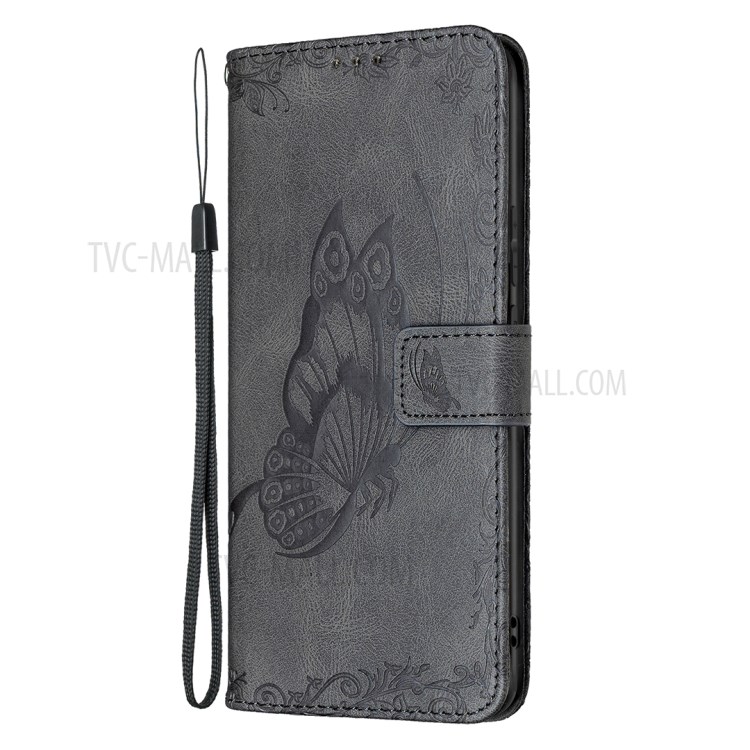 Imprint Butterfly Flower Magnetic Leather Stand Shell for Samsung Galaxy A02s (164.2x75.9x9.1mm) - Black-7