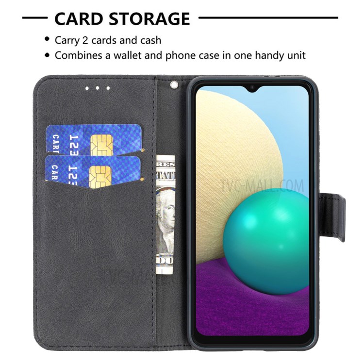 Imprinted Big Butterfly Pattern Leather Wallet Case Stand Cover for Samsung Galaxy A02/M02 - Black-3