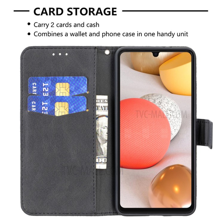 Imprint Butterfly Flower Magnetic Leather Stand Case for Samsung Galaxy A42 5G - Black-3