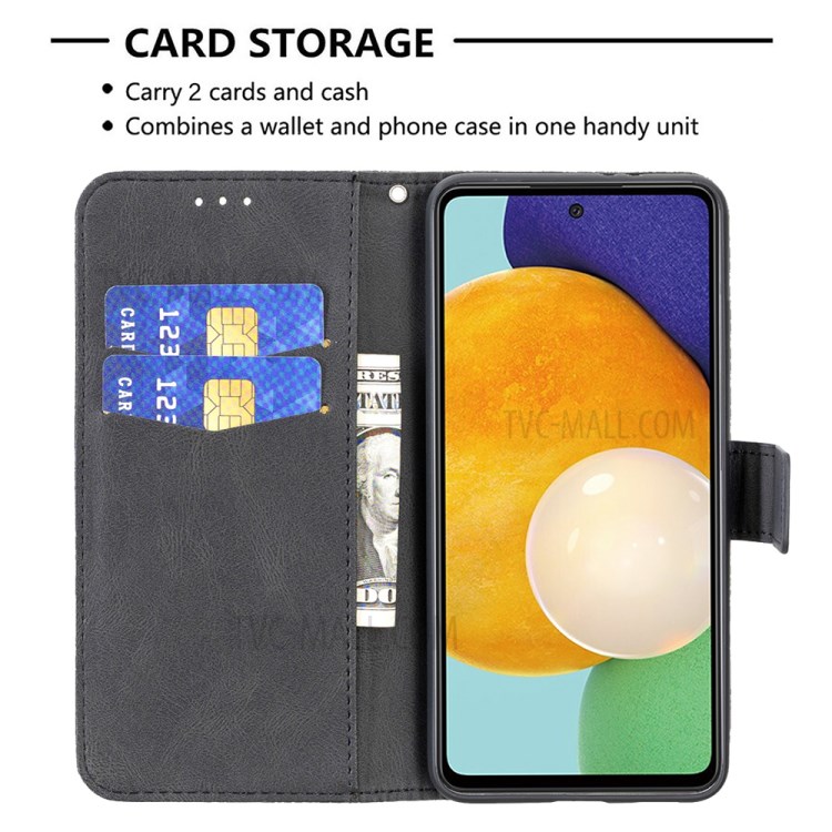 Imprint Butterfly Flower Leather Wallet Case for Samsung Galaxy A52 5G/4G - Black-3