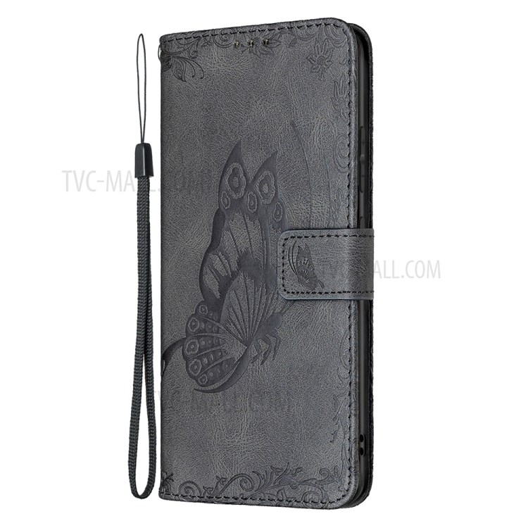 Imprint Butterfly Flower Leather Wallet Case for Samsung Galaxy A52 5G/4G - Black-4
