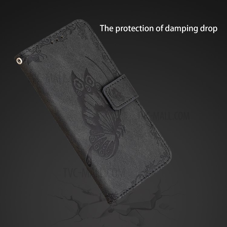 Imprint Butterfly Flower Leather Wallet Case for Samsung Galaxy A52 5G/4G - Black-9