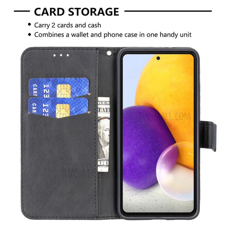 Imprint Butterfly Flower Leather Wallet Case Shell for Samsung Galaxy A72 5G/4G - Black-3