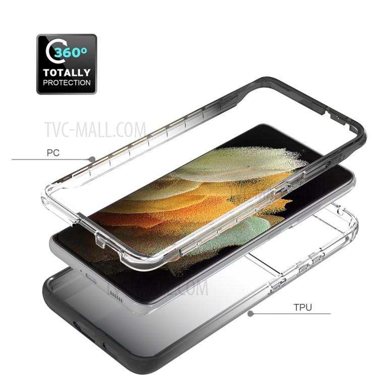 Couleur De Gradient 2-en-1 Color PC + TPU Hybrid Téléphone Mobile Shell Pour Samsung Galaxy S21 Ultra 5G - Noir-4