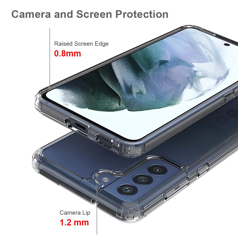Four-Corner Cushioned Anti-Scratch Clear Acrylic + TPU Anti-Drop Hybrid Cover for Samsung Galaxy S21 FE-4