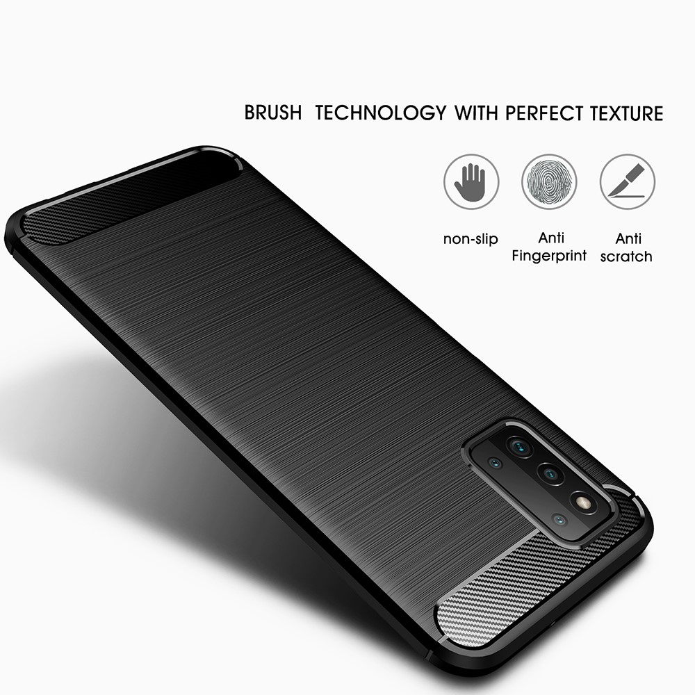 Carbon Fiber Texture Brushed Soft TPU Mobile Phone Protector Back Case Cover for Samsung Galaxy F52 5G - Black-2