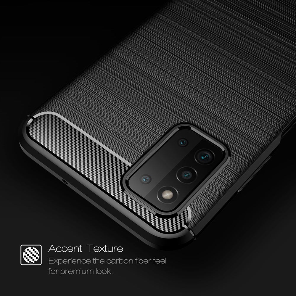 Carbon Fiber Texture Brushed Soft TPU Mobile Phone Protector Back Case Cover for Samsung Galaxy F52 5G - Black-3