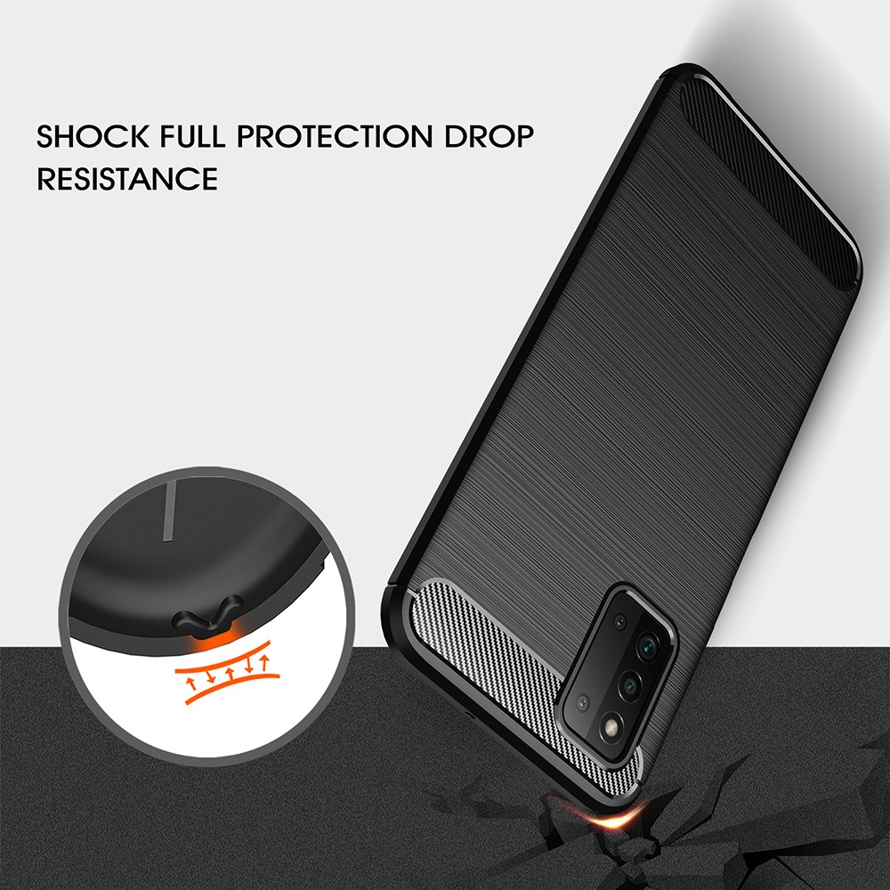 Carbon Fiber Texture Brushed Soft TPU Mobile Phone Protector Back Case Cover for Samsung Galaxy F52 5G - Black-5