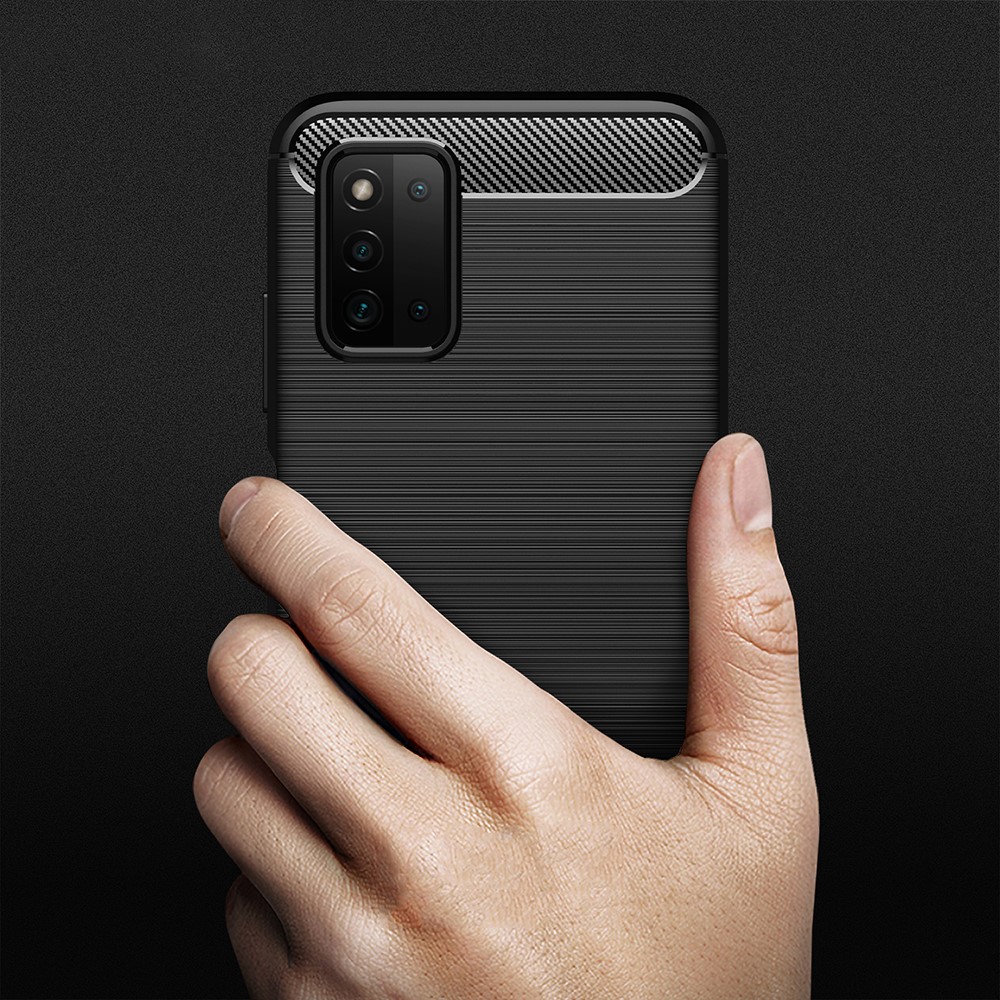 Carbon Fiber Texture Brushed Soft TPU Mobile Phone Protector Back Case Cover for Samsung Galaxy F52 5G - Black-7