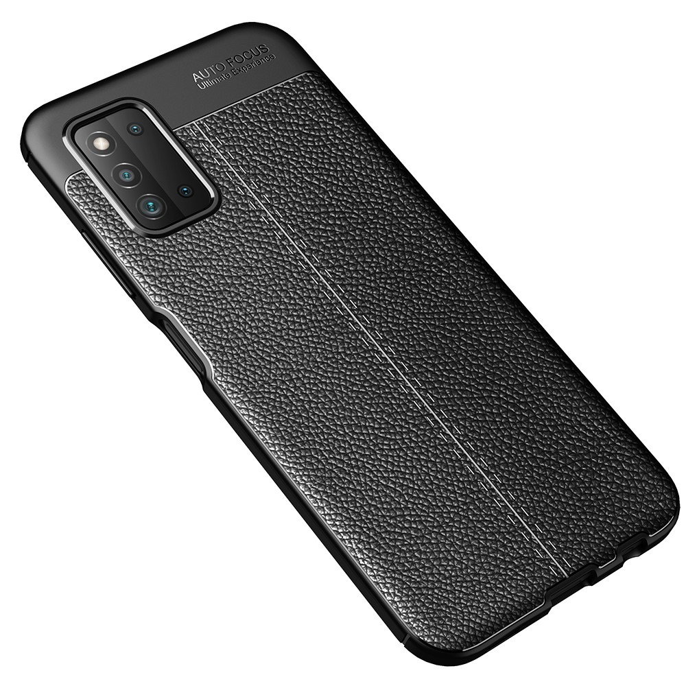Litchi Texture Leather Coated TPU Hybrid Mobile Phone Cover Case Protector for Samsung Galaxy F52 5G - Black-8