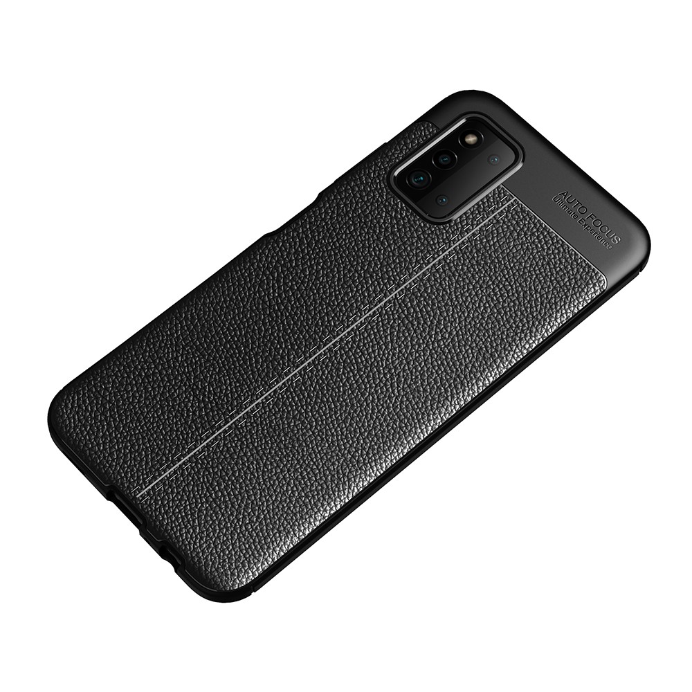 Litchi Texture Leather Coated TPU Hybrid Mobile Phone Cover Case Protector for Samsung Galaxy F52 5G - Black-9