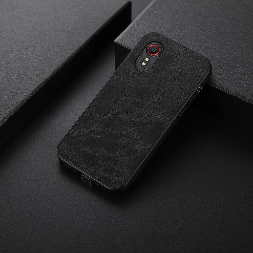 Crazy Horse Texture PU Leather Coated Plastic + TPU Hybrid Shock-Proof Case for Samsung Galaxy Xcover 5 / 5s - Black-2