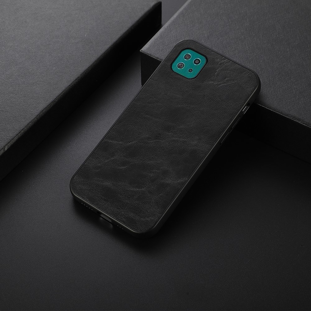 Crazy Horse Texture PU Leather Coated Plastic + TPU Hybrid Shock-Proof Case for Samsung Galaxy A22 5G (EU Version) - Black-2