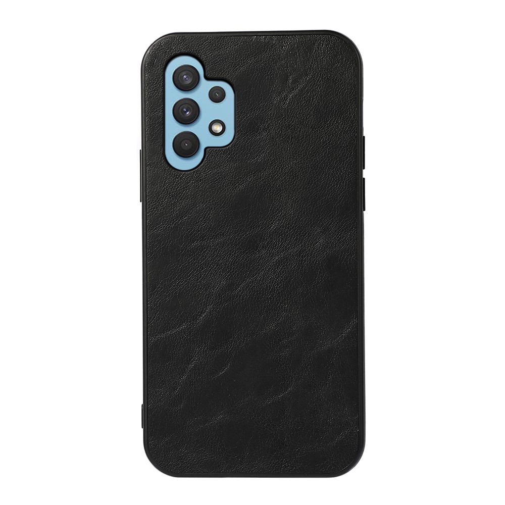 Crazy Horse Texture PU Cuero de Plástico Con Recubrimiento + TPU Hybrid-propolle Fase Para Samsung Galaxy A32 4G (versión de la Ue) - Negro