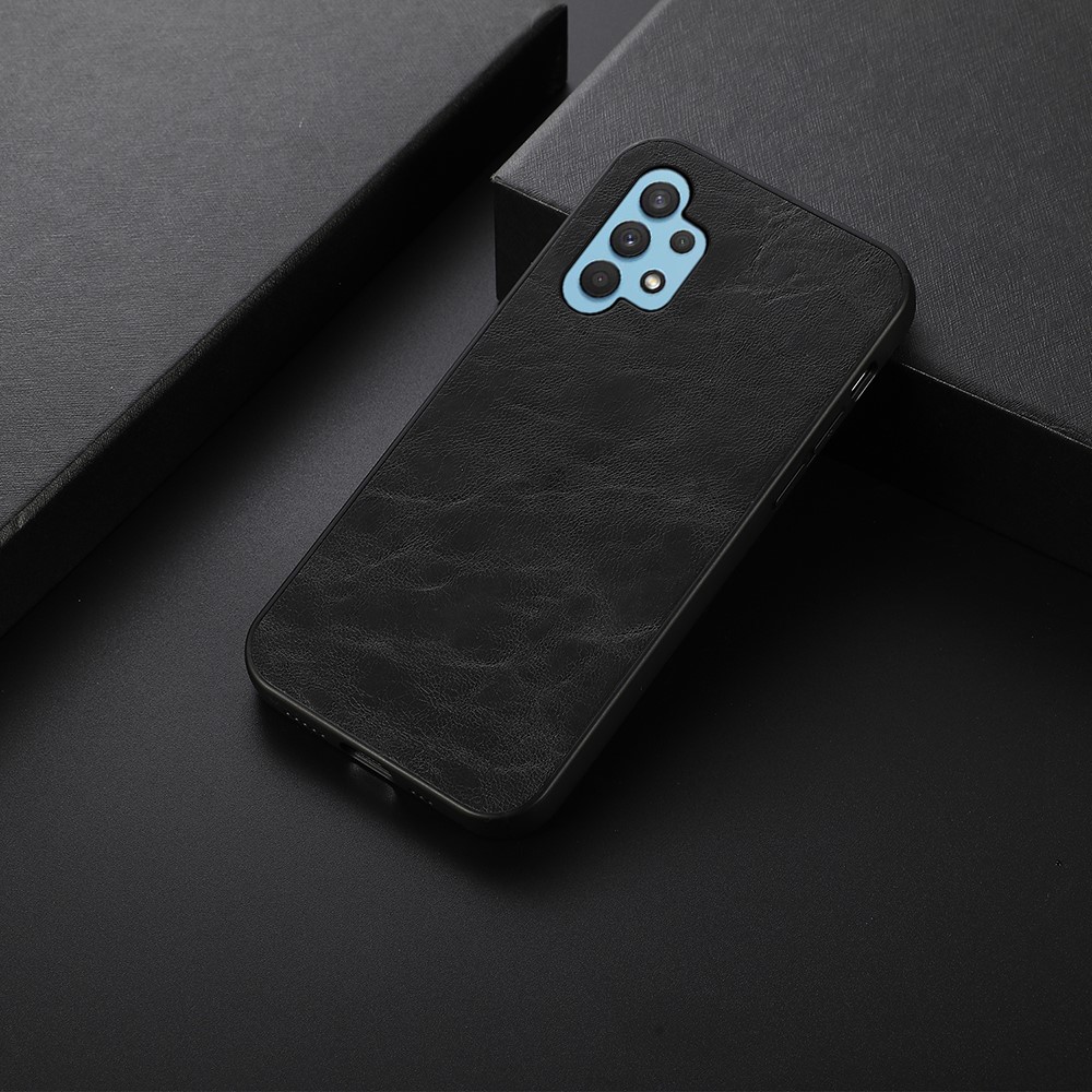 Crazy Horse Texture PU Leather Coated Plastic + TPU Hybrid Shock-Proof Case for Samsung Galaxy A32 4G (EU Version) - Black-2