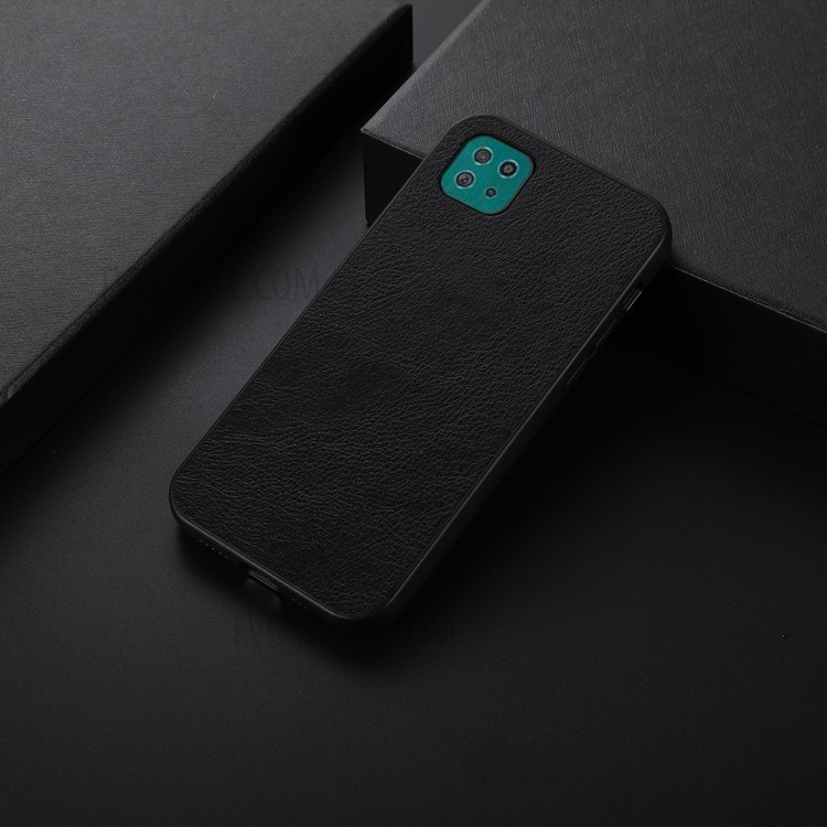 Litchi Texture PU Leather Coated Plastic + TPU Hybrid Shock-Proof Case for Samsung Galaxy A22 5G (EU Version) - Black-2