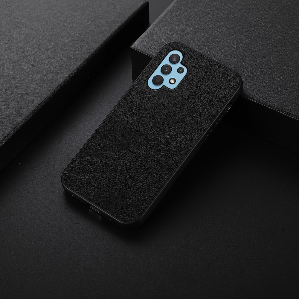 Litchi Texture PU Leather Coated Plastic + TPU Hybrid Shock-Proof Case for Samsung Galaxy A32 4G (EU Version) - Black-2