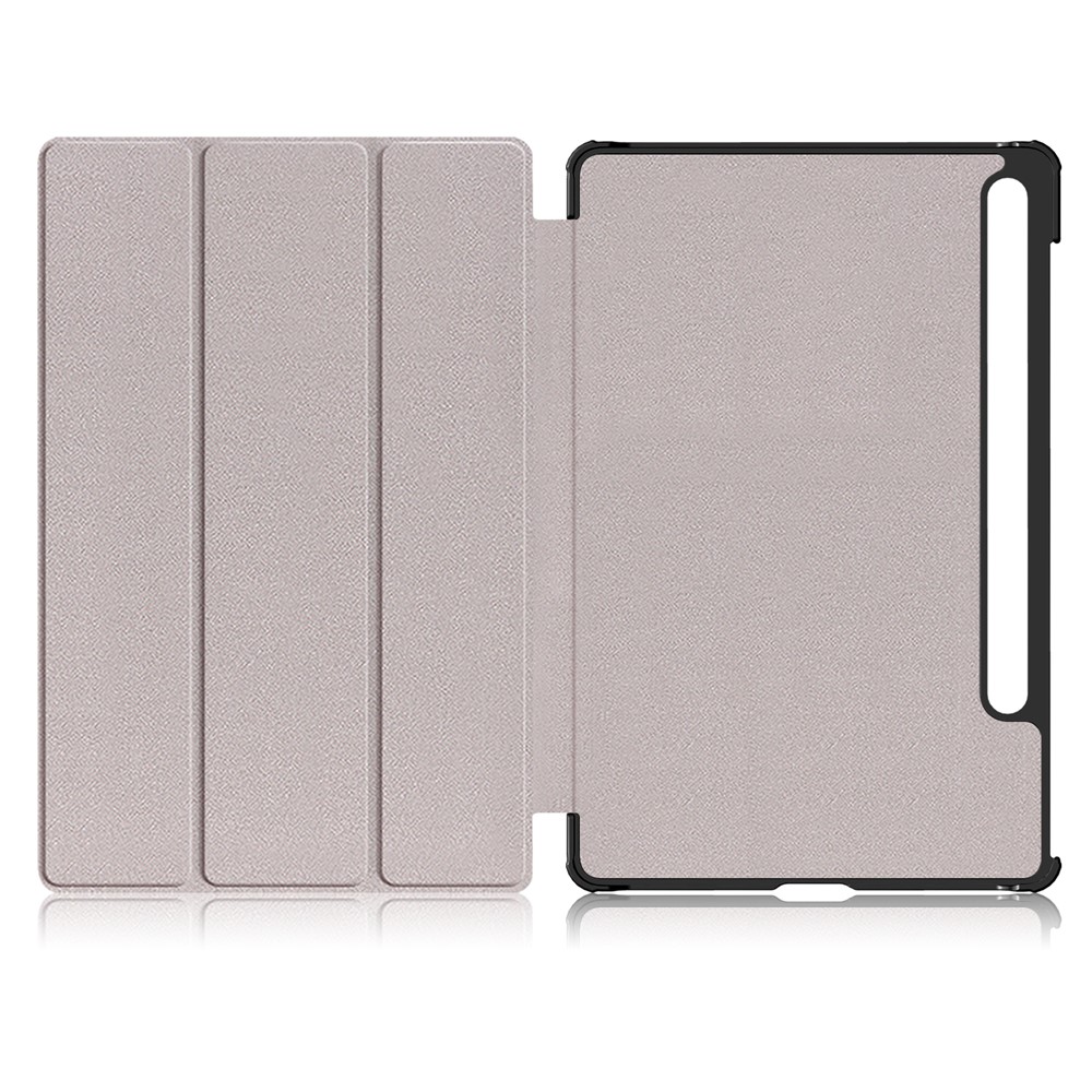 Tri-fold Stand Design Père Impression PU Cuir Tablet Case Shell Protecteur Pour Samsung Galaxy Tab S7 fe T736 / Tab S7 Plus / Tab s8 + - Rivière et Ciel