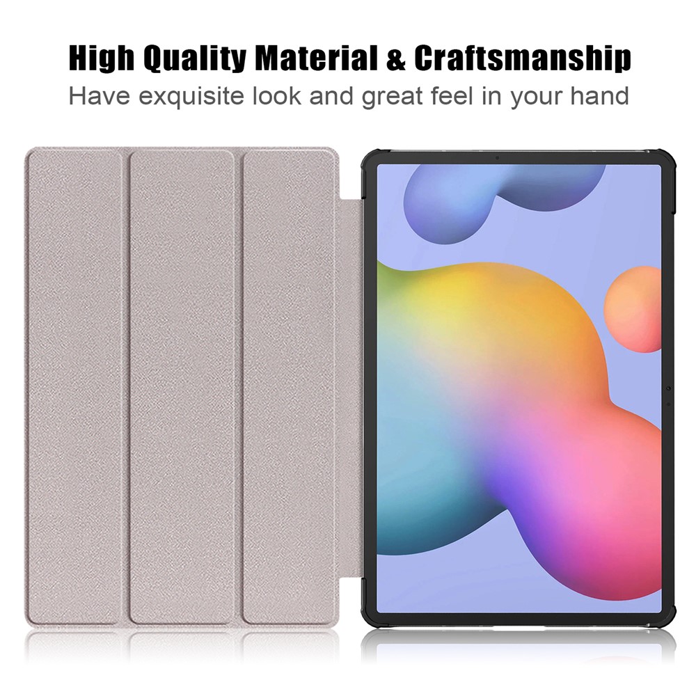 Tri-fold Store Patrón de Diseño Put PU PU Case de Cuero Protector Para Samsung Galaxy Tab S7 fe T736/Tab S7 Plus/Tab S8+ - Río y Cielo