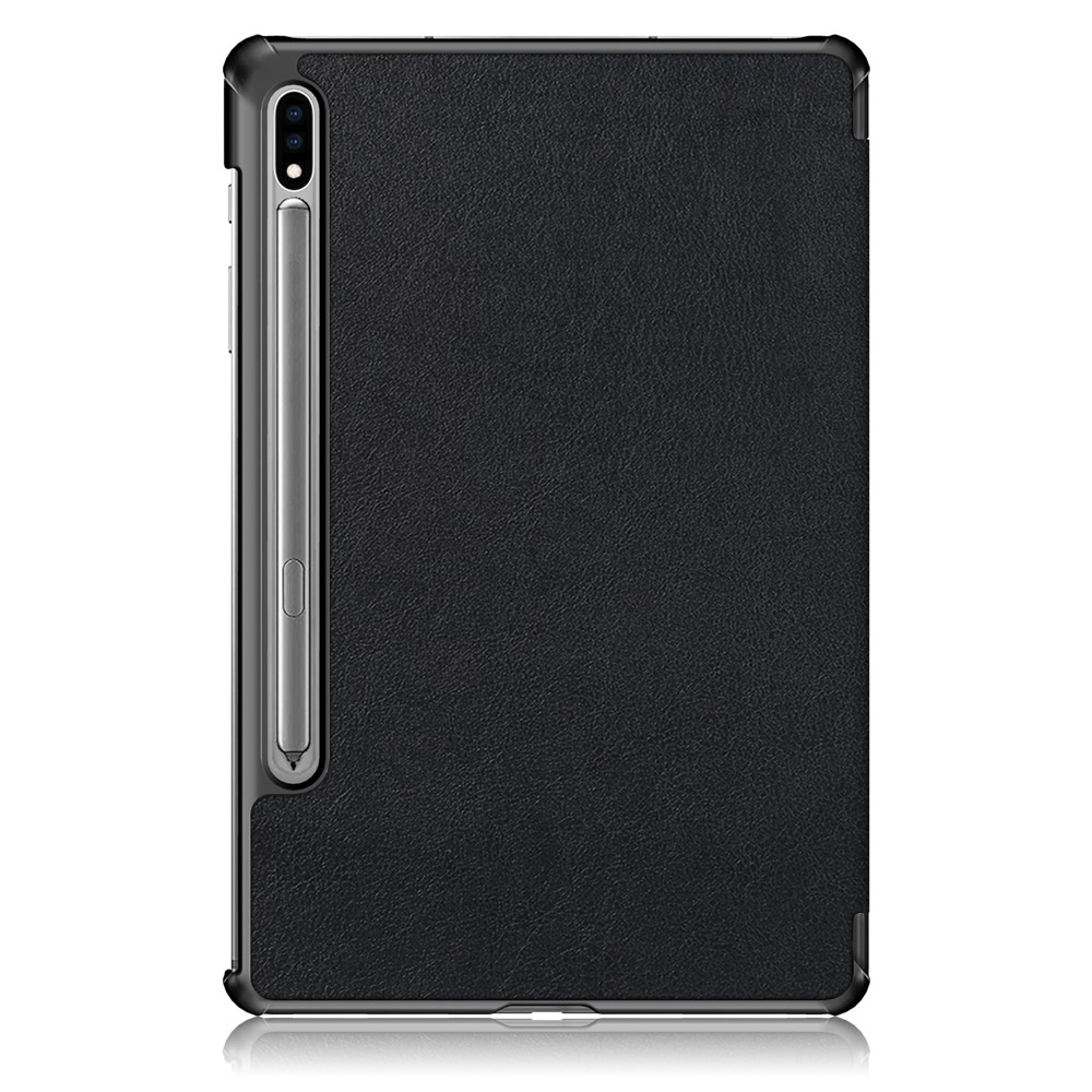 Tri-fold Stand Design Plain PU in Pelle Pettore Prottoco Shech Per Samsung Galaxy Tab S7 fe T736/Tab S7 Plus/Tab S8+ - Nero-10