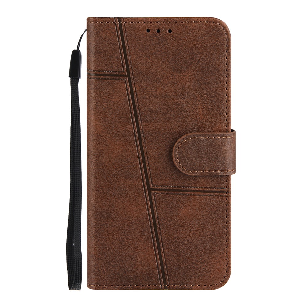 Full Protection Splicing Leather Phone Cover Case with Wallet Stand for Samsung Galaxy S21 Ultra 5G - Coffee-8