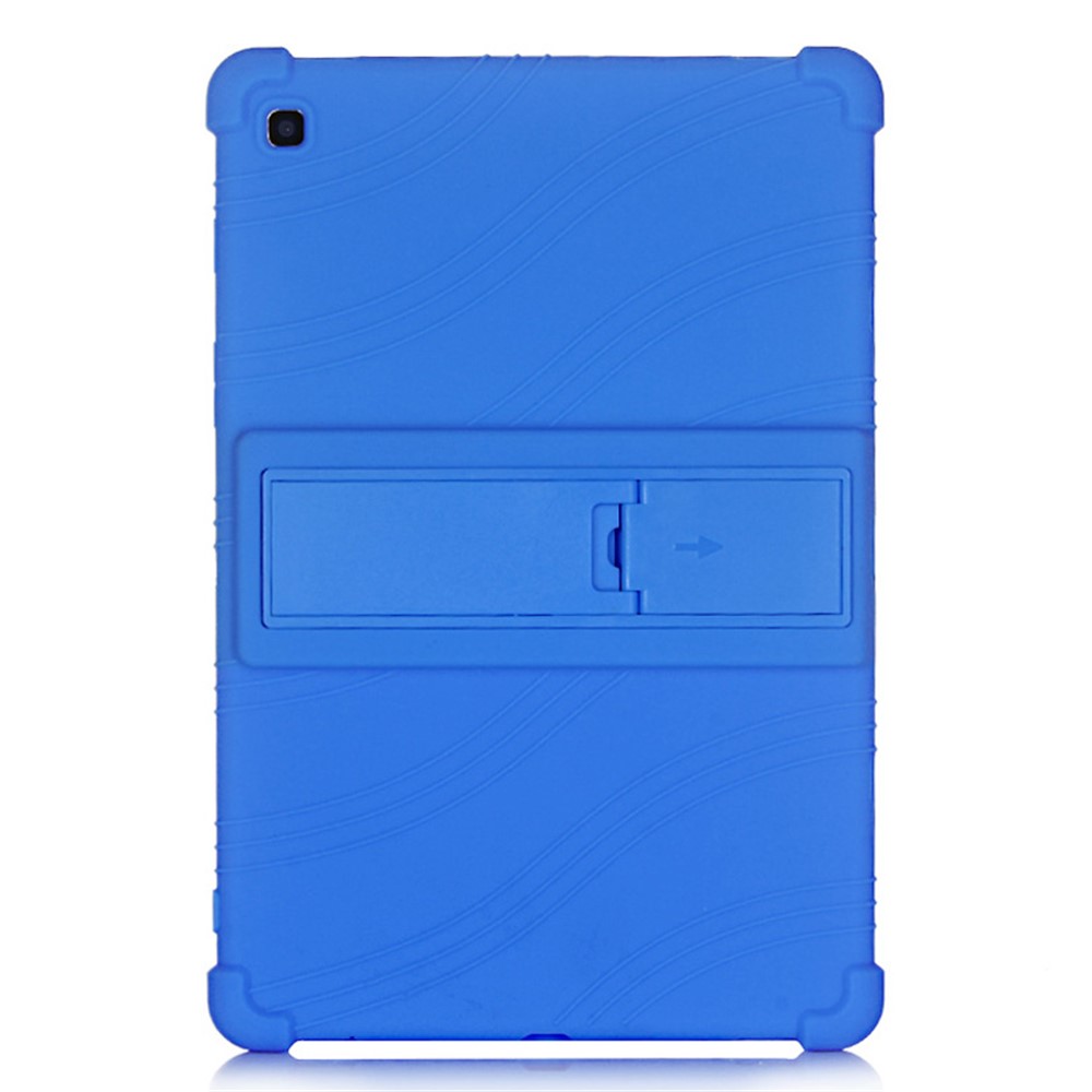 Flexible Silicone Tablet Shell Cover with Supporting Kickstand for Samsung Galaxy Tab S5e SM-T720 - Blue-1