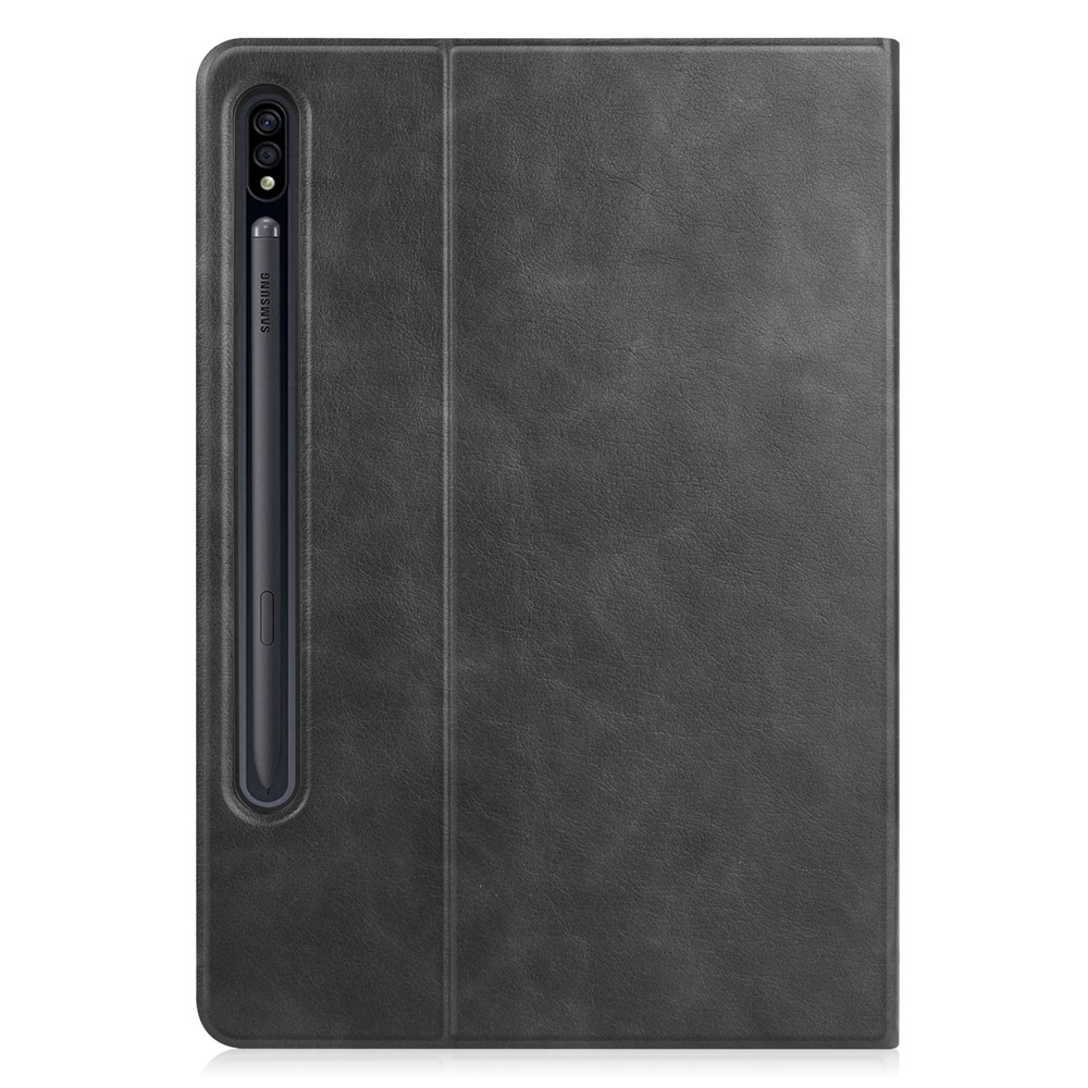 Textured PU Leather Smart Tablet Stand Case with Pen Slot for Samsung Galaxy Tab S7 FE SM-T730/SM-T736 - Black-10
