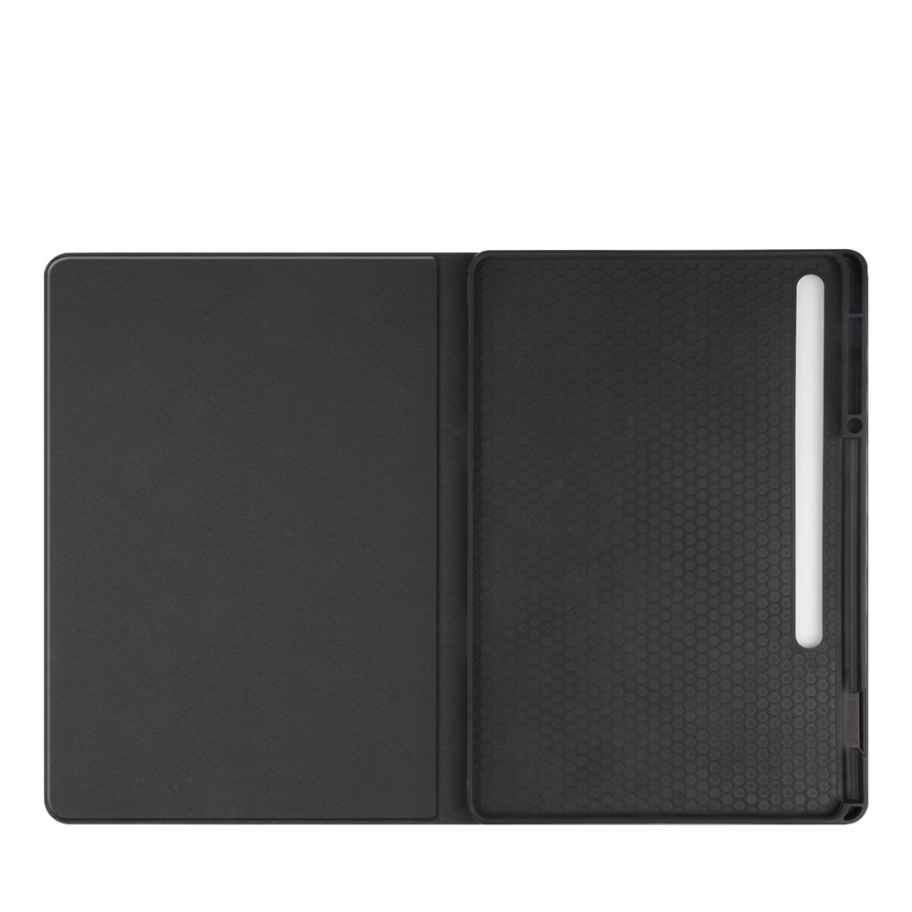 Textured PU Leather Smart Tablet Stand Case with Pen Slot for Samsung Galaxy Tab S7 FE SM-T730/SM-T736 - Black-5