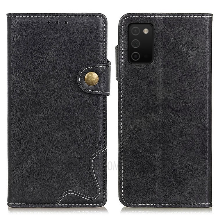 S-shape Textured Leather Mobile Phone Protective Case Cover with Wallet Stand for Samsung Galaxy A03S - Black-1
