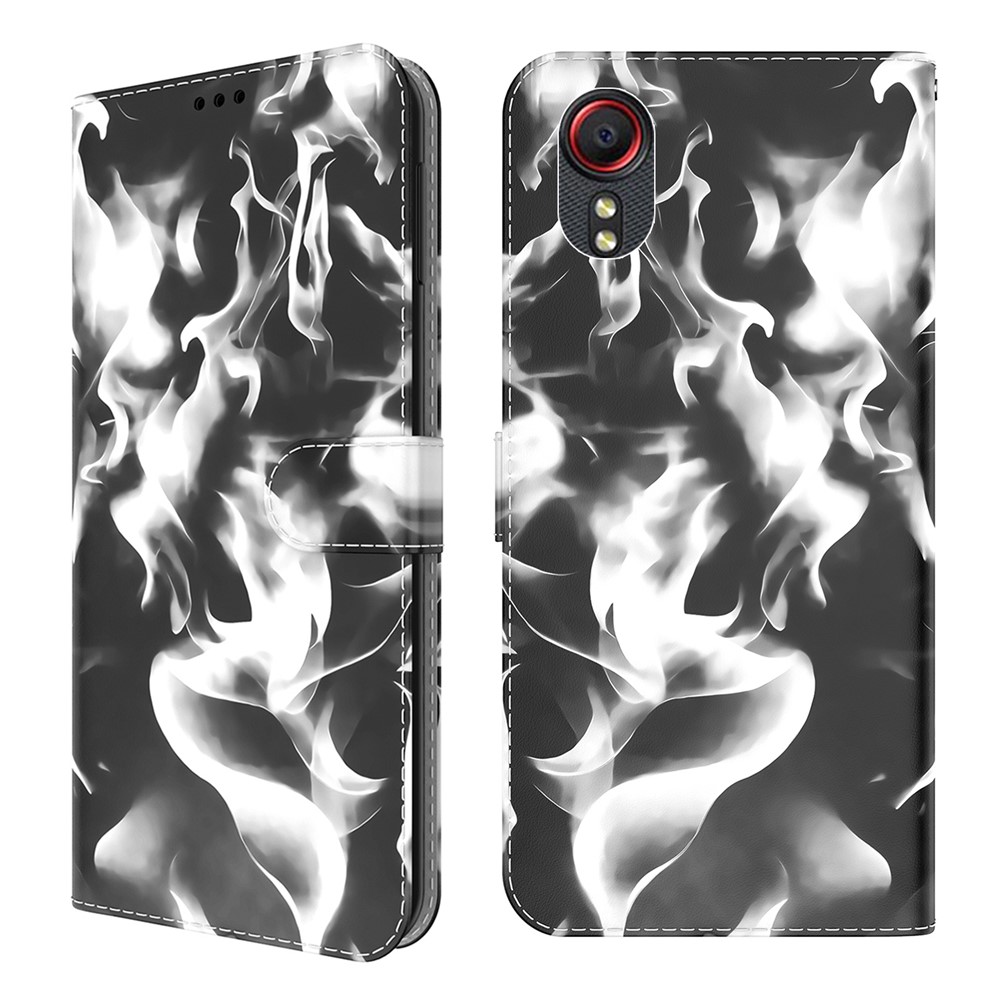 Full Protection Fog Pattern Printing Leather Wallet Design Stand Phone Cover for Samsung Galaxy Xcover 5 - Black-1